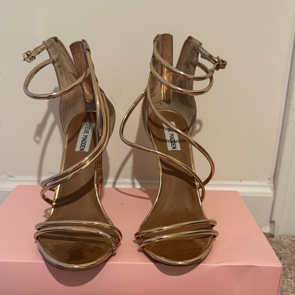 Steve Madden Metallic Gold Strappy Heels
